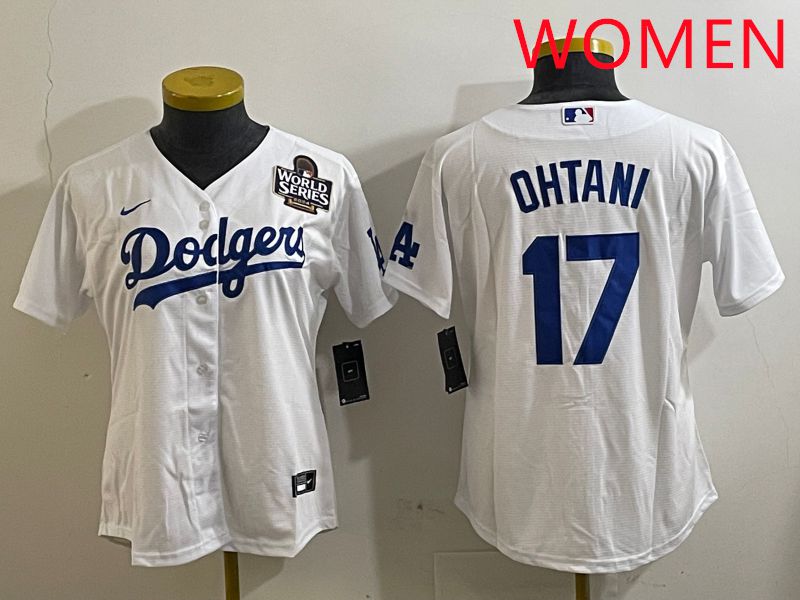 Women Los Angeles Dodgers #17 Ohtani White Game 2025 Nike MLB Jersey style 3183->women mlb jersey->Women Jersey